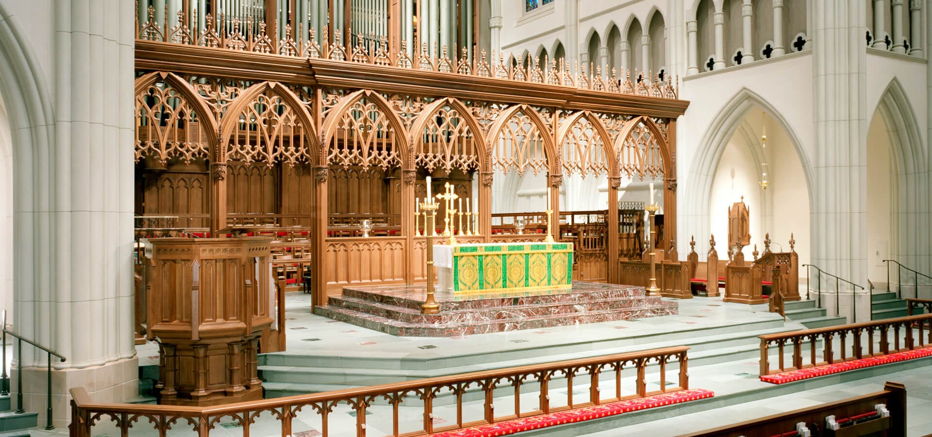 Beautiful woodwork is featured at St. Martin's Episcopal Church in Houston, TX.