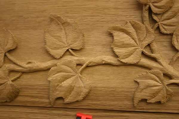 Leaf and Vine Hand Carving Close up