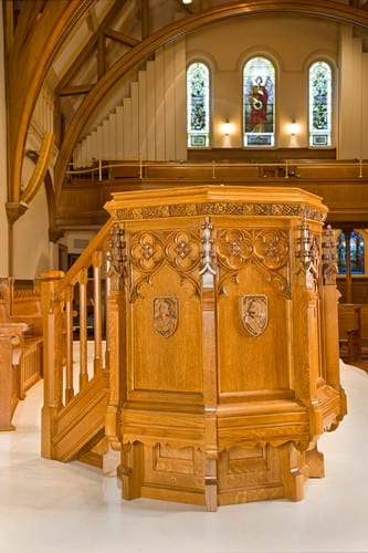 New Base and Steps Attached to Existing Carved Pulpit