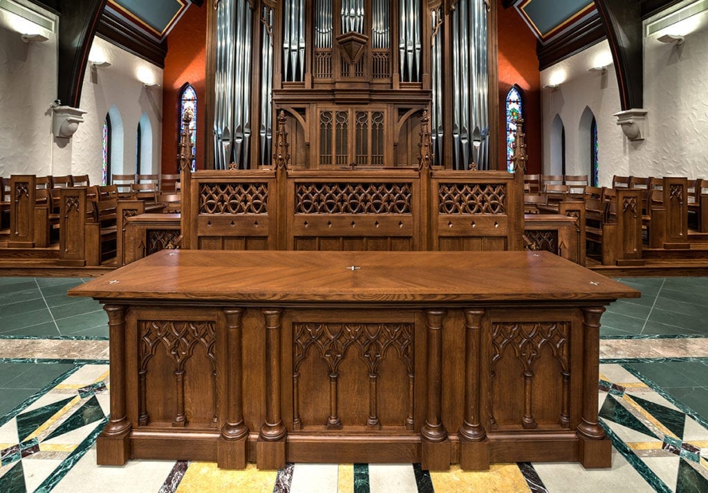 communion table against organ case