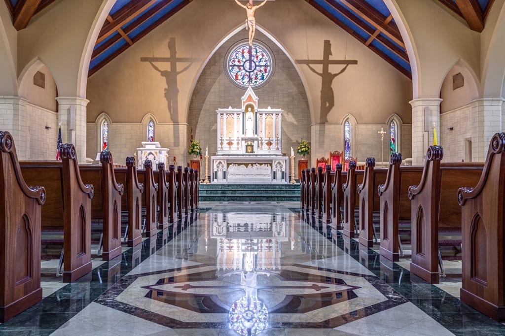 Wide view of church from the nave