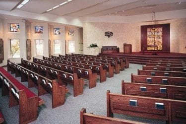 The interior of a synagogue in New Jersey.