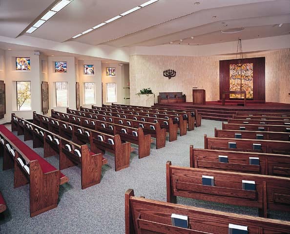 The interior of a synagogue in New Jersey.