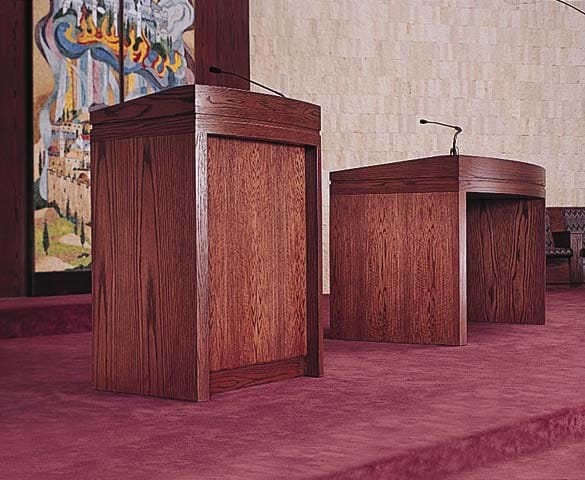 Temple Adath Shalom in Morris Plains, NJ, uses high-quality bimah furniture to read the Torah.