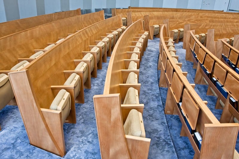 Continuous Curved Wood Backs & Self-rising Seats