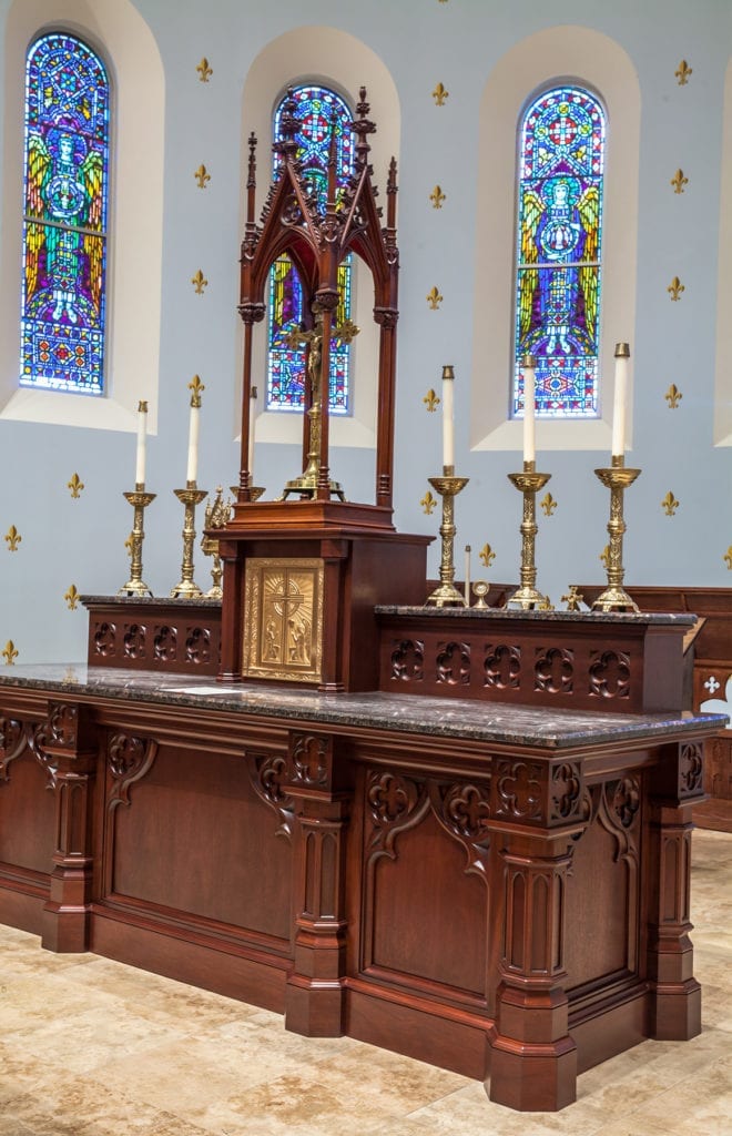 Wooden altar with marble top 2