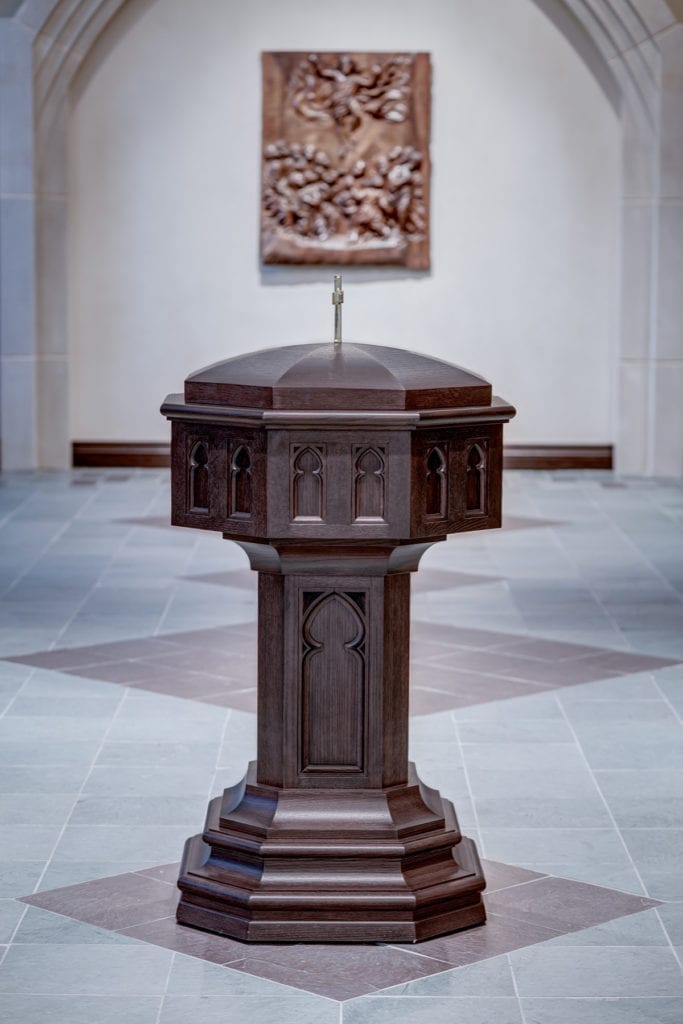 wooden Baptismal Font with cover