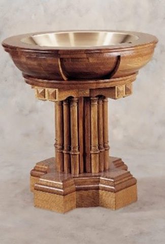 wooden baptism basin